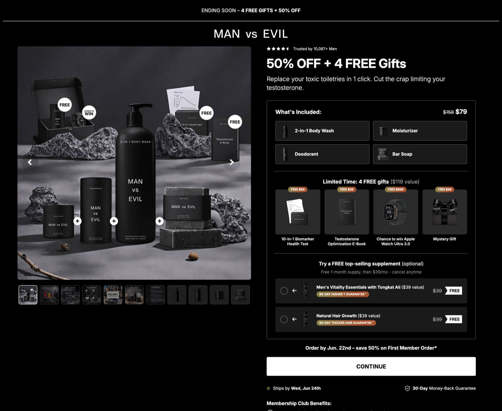 A storefront product page, edited visually in Mtrix